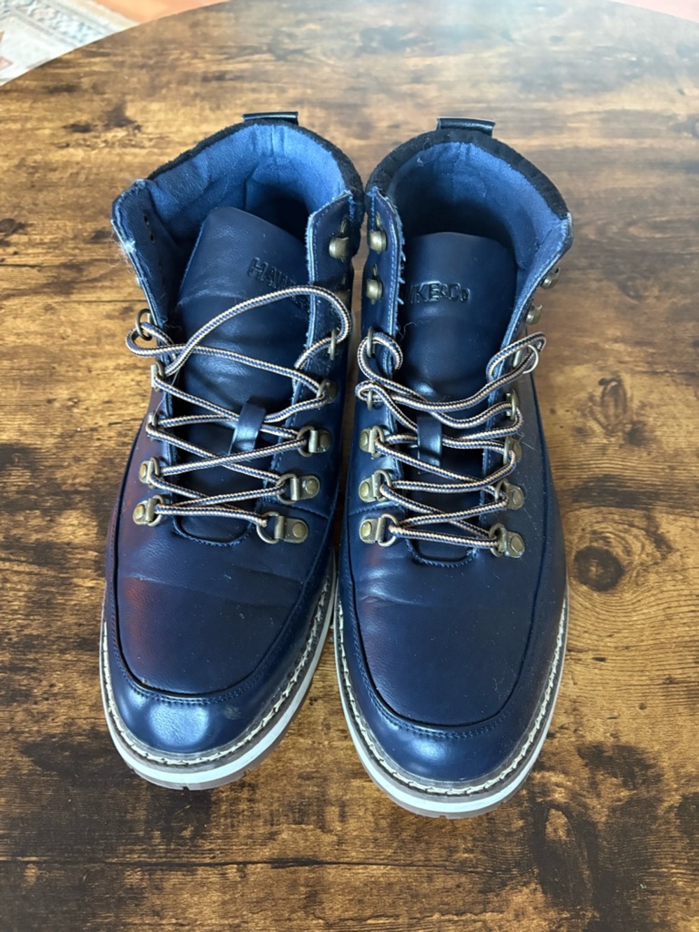 Hawke & Co Navy Leather Men's Lace-Up Boots